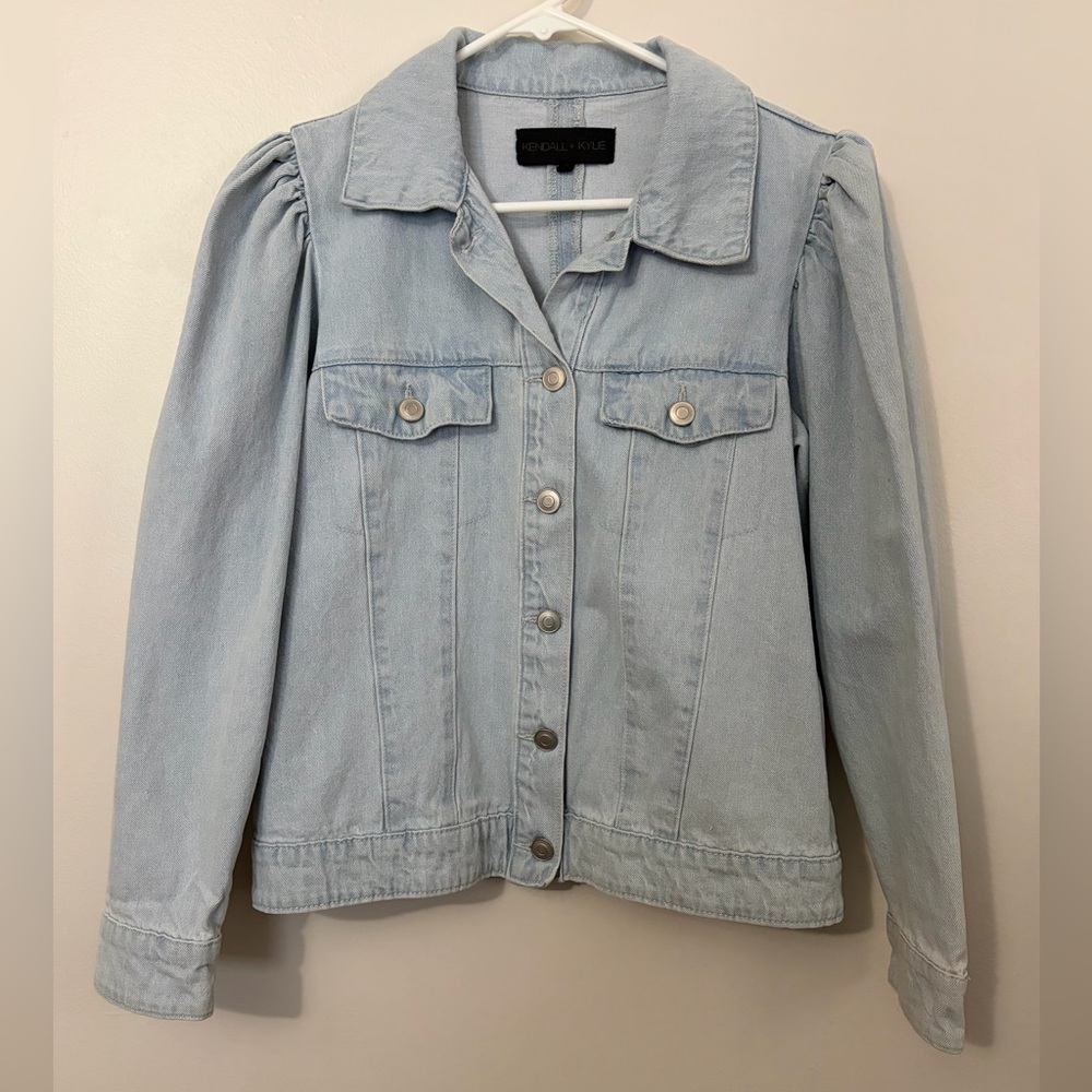 100% Cotton Kendall & Kylie Light Blue Puff Sleeve Denim Jacket